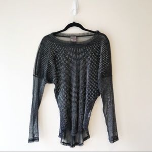 Vocal Bedazzled Sheer Long Sleeve